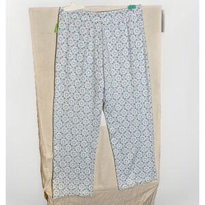 Croft & Barrow Blue and White Medallion Print Pajama Pants Drawstring & Pockets